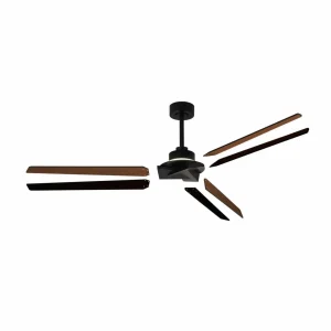 Mantra Iluminación Ventilateur de plafond LED Brisa noir/bois DC silencieux 175 cm CCT^ Ventilateurs