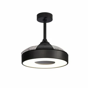 Mantra Iluminación Ventilateur de plafond LED Coin Mini noir DC silencieux Ø 91 cm CCT^ Ventilateurs