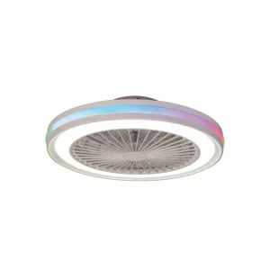 Mantra Iluminación Ventilateur de plafond LED Gamer blanc DC silencieux Ø 47 cm CCT RVB^ Ventilateurs