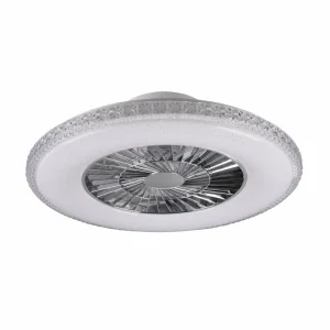 Reality Leuchten Ventilateur de plafond LED Harstad, cadre cristal^ Ventilateurs