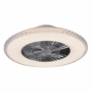 Reality Leuchten Ventilateur de plafond LED Harstad, cadre cristal^ Ventilateurs