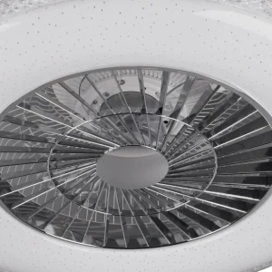 Reality Leuchten Ventilateur de plafond LED Harstad, cadre cristal^ Ventilateurs