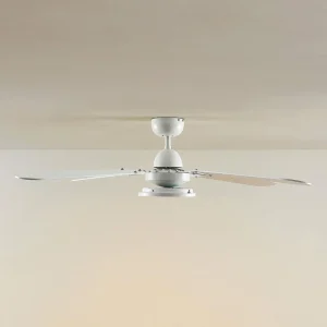 Lindby Ventilateur de plafond LED Tedric, blanc, bois^ Ventilateurs