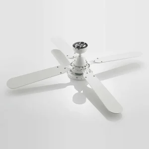 Lindby Ventilateur de plafond LED Tedric, blanc, bois^ Ventilateurs