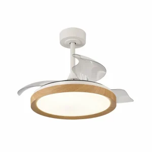 Mantra Iluminación Ventilateur de plafond LED Mistral Mini bois DC silencieux Ø 91 cm CCT^ Ventilateurs