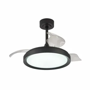 Mantra Iluminación Ventilateur de plafond LED Mistral Mini noir DC silencieux Ø91cm CCT^ Ventilateurs