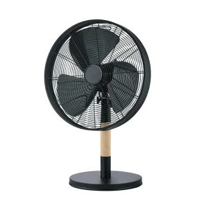 Reality Leuchten Ventilateur de table Viking, noir et élément bois^ Ventilateurs