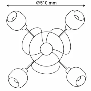 Näve Ventilateur plafond Fumoso 4 lampes verre fumé E14^ Ventilateurs
