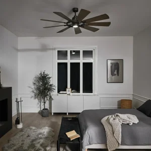 KICHLER Ventilateur plafond LED Gentry blanc/noyer foncé^ Ventilateurs