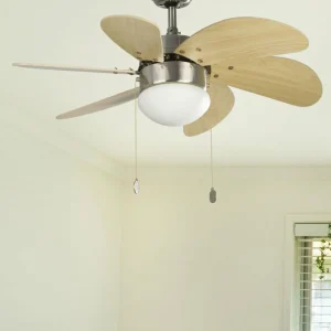 FARO BARCELONA Ventilateur plafond Palao S luminaire, nickel mat^ Ventilateurs