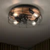 Reality Leuchten Ventilateur Trondheim, télécommande, 4xE27, bois^ Ventilateurs