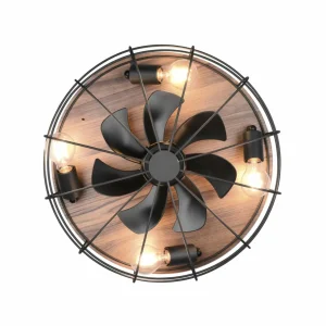 Reality Leuchten Ventilateur Trondheim, télécommande, 4xE27, bois^ Ventilateurs