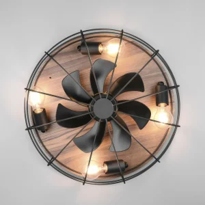 Reality Leuchten Ventilateur Trondheim, télécommande, 4xE27, bois^ Ventilateurs