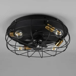 Reality Leuchten Ventilateur Trondheim, télécommande, 4xE27, noir^ Ventilateurs