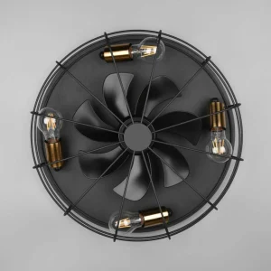 Reality Leuchten Ventilateur Trondheim, télécommande, 4xE27, noir^ Ventilateurs