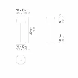 Zafferano Ofelia 3K lampe à poser rechargeable IP65 gris^ Lampes Décoratives