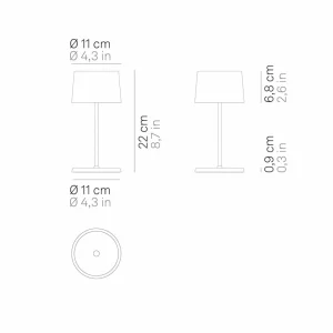 Zafferano Olivia mini 3K lampe de table rechargeable grise^ Lampes Décoratives