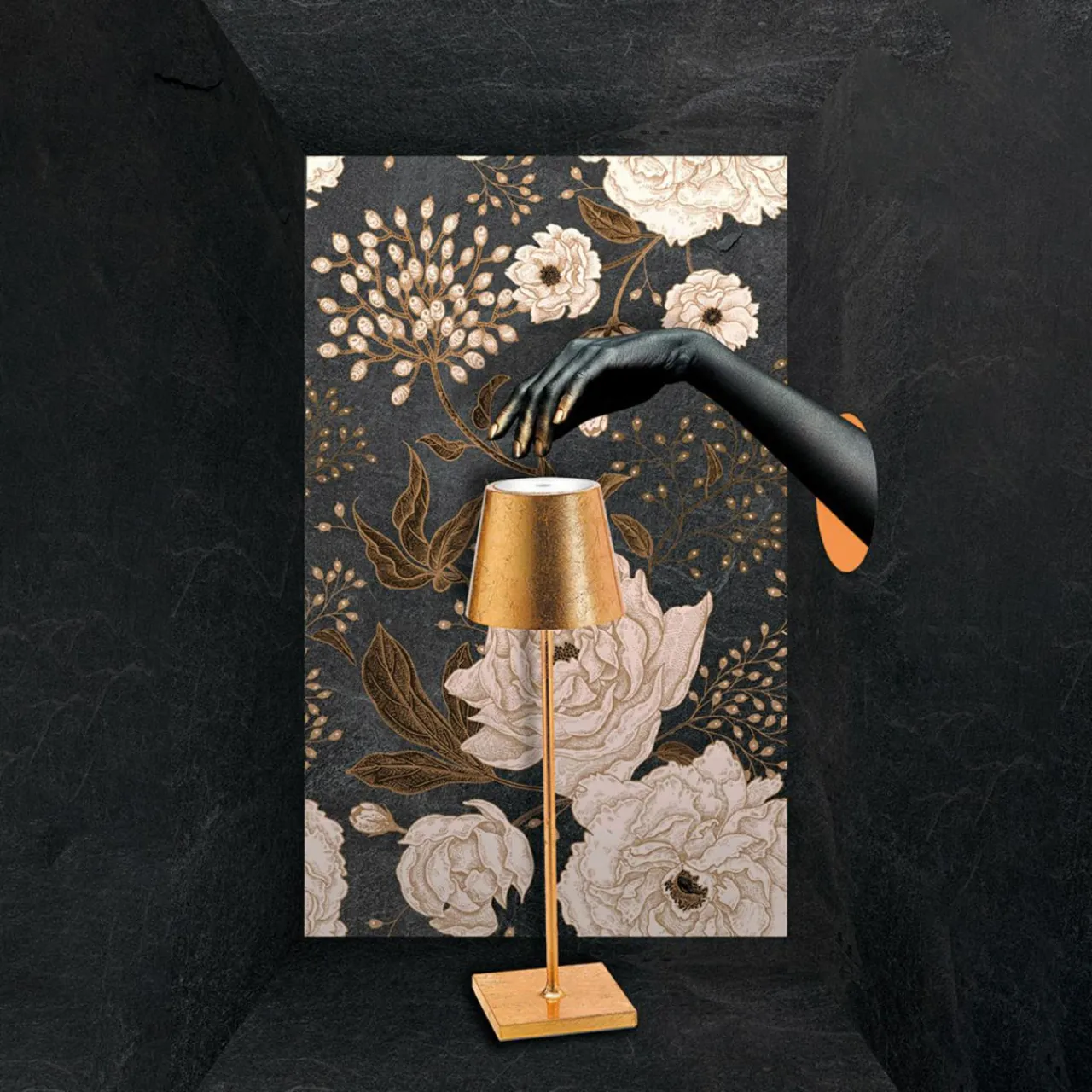 Zafferano Poldina Lampe à poser LED Batterie Décor or^ Lampes Décoratives